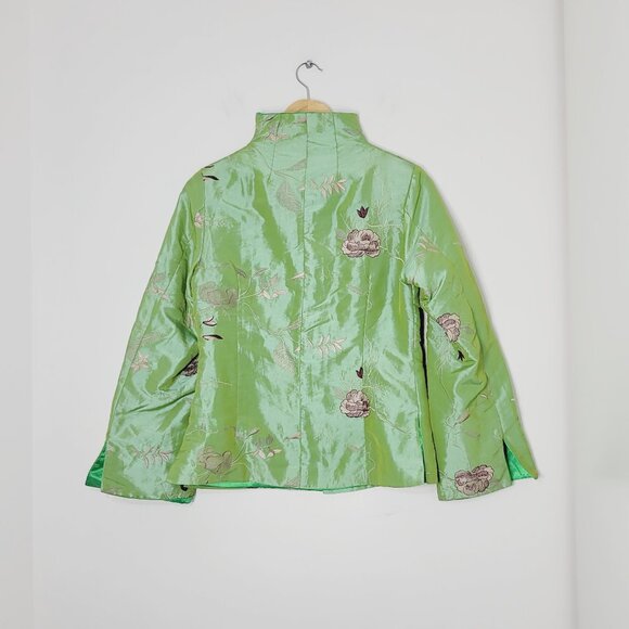Laogudai Women's Green Floral Embroidered Long Sleeve Kimono Jacket Size Large - Picture 2 of 11